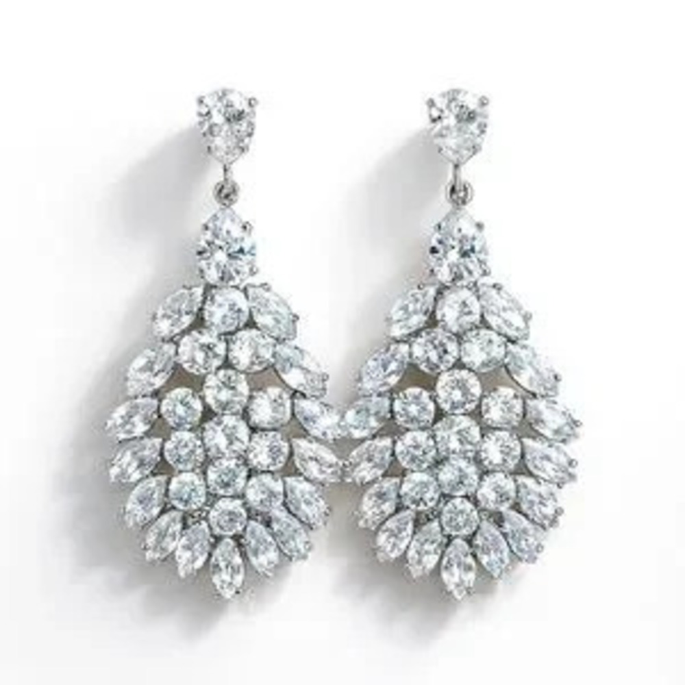 Silver Crystal Cluster Earrings